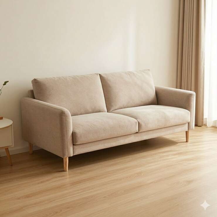 sofá moderno e minimalista em sala clara