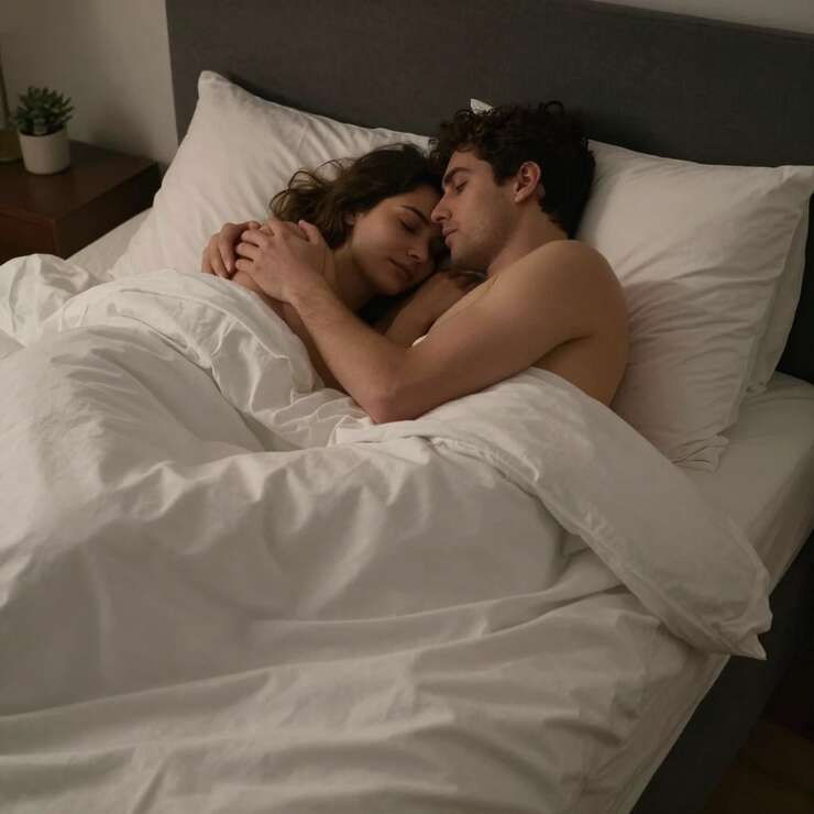 Casal dormindo juntos em uma cama confortável