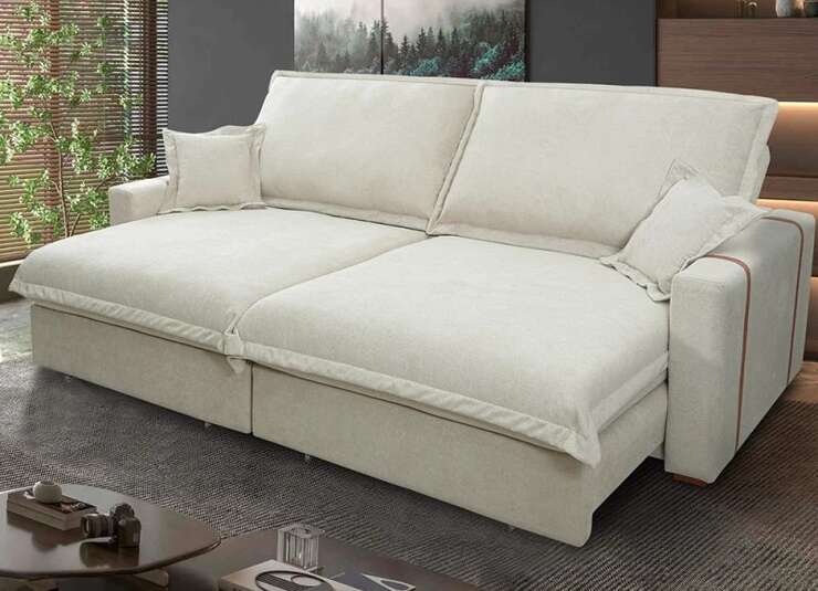  Sofá retrátil reclinável nairobi bouclê com molas ensacadas branco