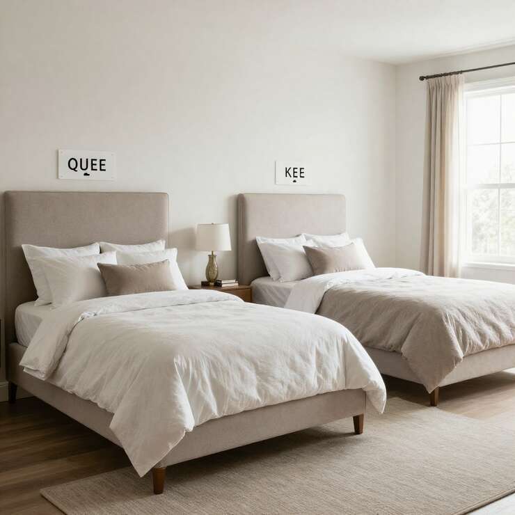 Quarto com duas camas e decoração minimalista